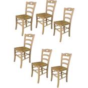 T M C S - Tommychairs - Set 6 chaises savoie pour cuisine, bar et salle à manger, robuste structure en bois de hêtre poli, non traité, 100% naturel