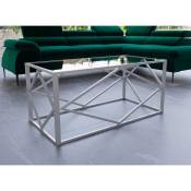 Table basse design en verre et métal rectangulaire