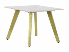 Table d'appoint en céramique et métal coloris blanc doré - longueur 60 x profondeur 60 x hauteur 48 cm