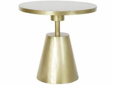 Table d'appoint en marbre et fer coloris blanc doré - diamètre 60 x hauteur 58 cm