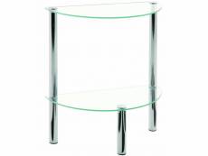 Table d'appoint en tube d'acier verre trempé chromé, dim : l45 x p22 x h47 cm
