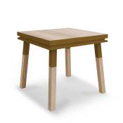 Table de cuisine carrée avec tiroir 80 cm, 100% frêne