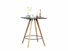Table haute de bar nerja en bois avec plateau carré et repose-pieds en métal , noir /nature (carré)