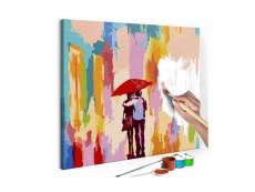 Tableau à peindre par soi-même - couple sous un parapluie