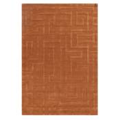 Tapis de salon en laine orange 120x170 cm