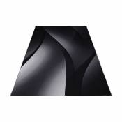 Tapis effet courbe pour salon design rectangle Kris Noir 80x150 - Noir