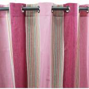 Thedecofactory - brise - Rideau en coton à œillets à rayures rose 150x270 - Rose