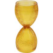 Vase sablier en verre texturé jaune H31