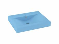 Vidaxl lavabo avec trou de robinet bleu clair mat 60x46 cm céramique 147022