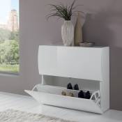 Web Furniture - Meuble chaussures 2 placard 16 Paires de chaussures design blanc brillant Onda s