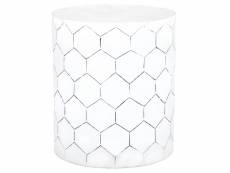 Womo-design table d'appoint turku ronde ø 38x45 cm blanc, pièce unique, faite á main en métal, formes hexagonales/nid d'abeille, décoration intérieur
