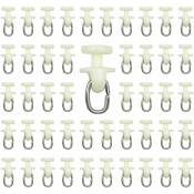 100 pièces Rouleaux de Rail de Rideau-(Blanc) Rail intérieur Crochet de Rideau Rail Glisseur Rail,Rideau Poulie à Rideaux en Plastique - White