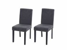 2x chaise de salle à manger chaise de cuisine littau ~ textile, gris anthracite, pieds foncés