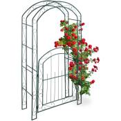 Arcade de rosiers avec porte, Arche pour plantes grimpantes,