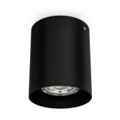 B.k.licht - spot en saillie rond, ø 80mm, douille GU10 pour ampoule led ou halogène de 50W max, spot plafond noir en métal, éclairage plafond