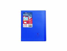 Clairefontaine koverbook cahier piqure 96 pages avec rabats - 170 x 220 mm - seyes papier pefc 90 g - bleu marine