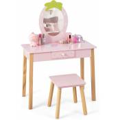 Coiffeuse Enfant Fille avec Miroir Amovible, Table