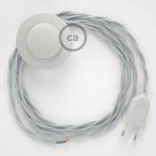 Cordon pour lampadaire, câble TM02 Effet Soie Argent 3 m. Choisissez la couleur de la fiche et de l'interrupteur! | Blanc