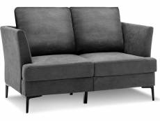 Costway canapé 2 places contemporain avec 2 coussins amovibles, assise large profonde pour salon, appartement, bureau, 141x80x72cm-gris