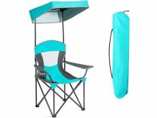 Costway chaise pliante avec pare soleil,chaise de camping pliable grand confort auvent,avec porte-gobelets intégrés,siège pliant durable avec sac de t