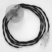 Creative Cables - Cordon pour lampadaire, câble TM04 Effet Soie Noir 3 m. Choisissez la couleur de la fiche et de l'interrupteur Transparent