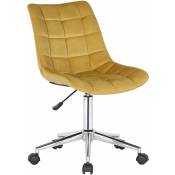 Décoshop26 - Chaise de bureau en velours jaune sur