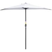 Demi parasol - parasol de balcon - ouverture fermeture manivelle - acier polyester haute densité blanc - Blanc
