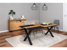 Ensemble de meubles de salon - table 200 bicolore pieds x 10 convives - crédence-buffet 140 tall - chêne et noir - style industriel 1114_985