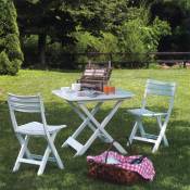 Ensemble table et chaises pliantes - Blanc - 80 x 72
