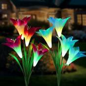Extérieur Lampes solaires de Jardin 8 Lily Fleur Multicolore Changer led Lampes solaires à Piquet Jardin, terrasse, Jardin, (Bleu&Violet)