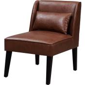 Fauteuil chaise de repos lecture Relaxation moderne en faux cuir brun avec coussins Teamson Home Marc VNF-00087-EU - Brun