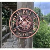 Grande horloge de jardin rétro - Résistante aux intempéries - Horloge de salle de bain - Décoration vintage - Sans tic-tac