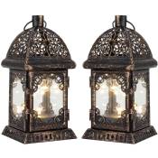 Grandes lanternes décoratives de style vintage, à piles, pack de 2 20cm, gris