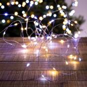 Guirlande lumineuse solaire 30 mètres 300 MicroLED Blanc mixte 8 jeux de lumière - Feeric Christmas - Blanc
