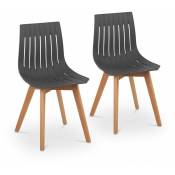 Helloshop26 - Lot de 2 chaises 150 kg max surface d'assise de 50 x 47 cm coloris gris - Gris