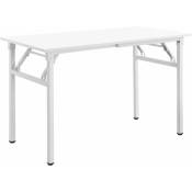 Helloshop26 - Table pliante de cuisine à manger hauteur réglable pour 4 personnes 120 cm blanc - Blanc
