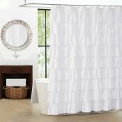 Heytea - Rideau de douche à volants blanc-salle de bain en tissu de ferme 72x72 pouces Texture mode