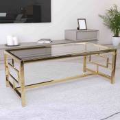 JESSY - Table basse rectangulaire design en verre et métal doré