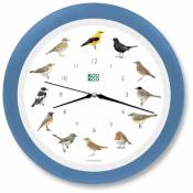 Kookoo - Horloge oiseaux des jardins, modèle en cadre bleu