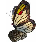 Lampe de Style Tiffany, Lampe de chevet avec papillon, Vintage Vitrail Style Table Lampe, Pour Chambre Salon, Ampoule E14 Fournie