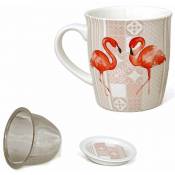 Le Monde Des Animaux - Mug Flamants rose en porcelaine avec infuseur