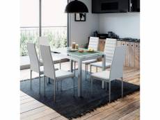 Litoral - table extensible avec 6 chaises blanches