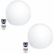 Lot de 2 boules lumineuses sans fil led 2x bobby C30 Blanc Polyéthylène D30CM - Blanc