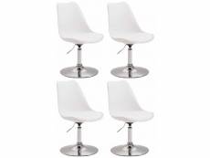 Lot de 4 chaises de salle à manger maverick en plastique avec pied métal , blanc /chrome