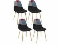 Lot de 4 chaises patchwork first - noir et rouge