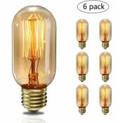 Lot de 6 Ampoules à Incandescence 40W Vintage Edison Lumiere Blanc Chaud E27 T45 220V