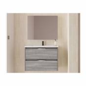 Meuble de salle de bains suspendue 80 cm Minnesota Gris sablé avec lavabo | gris - 80 cm - Standard