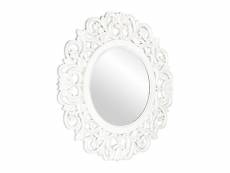 Miroir rond en bois sculpté blanc 60 cm