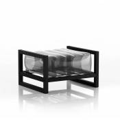 Mojow Design - yoko pouf eko noir cadre bois cristal