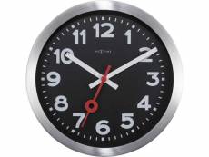 Nextime - horloge murale / horloge de table - 19 cm - aluminium - noir - brossé - 'station'